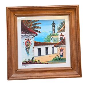 ⭐️G. Aguilar Hand Painted Tile Of A Village 10x10